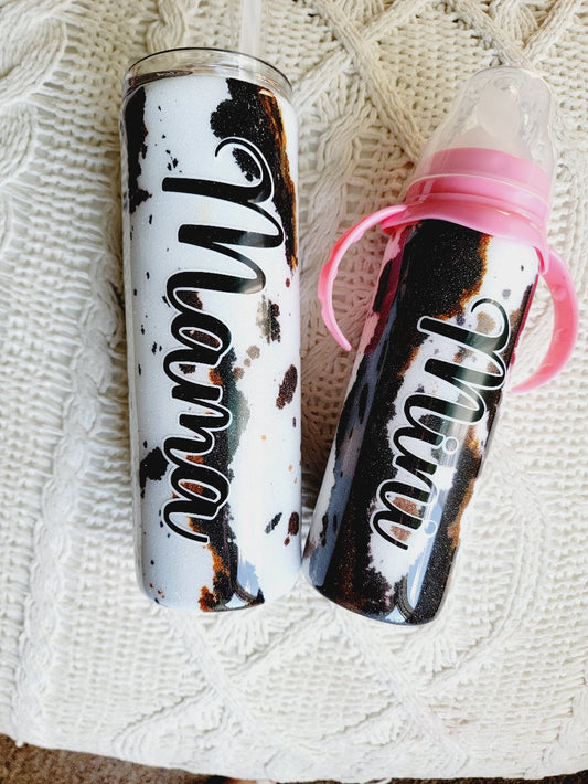 Glitter Cow Hide Mama Tumbler