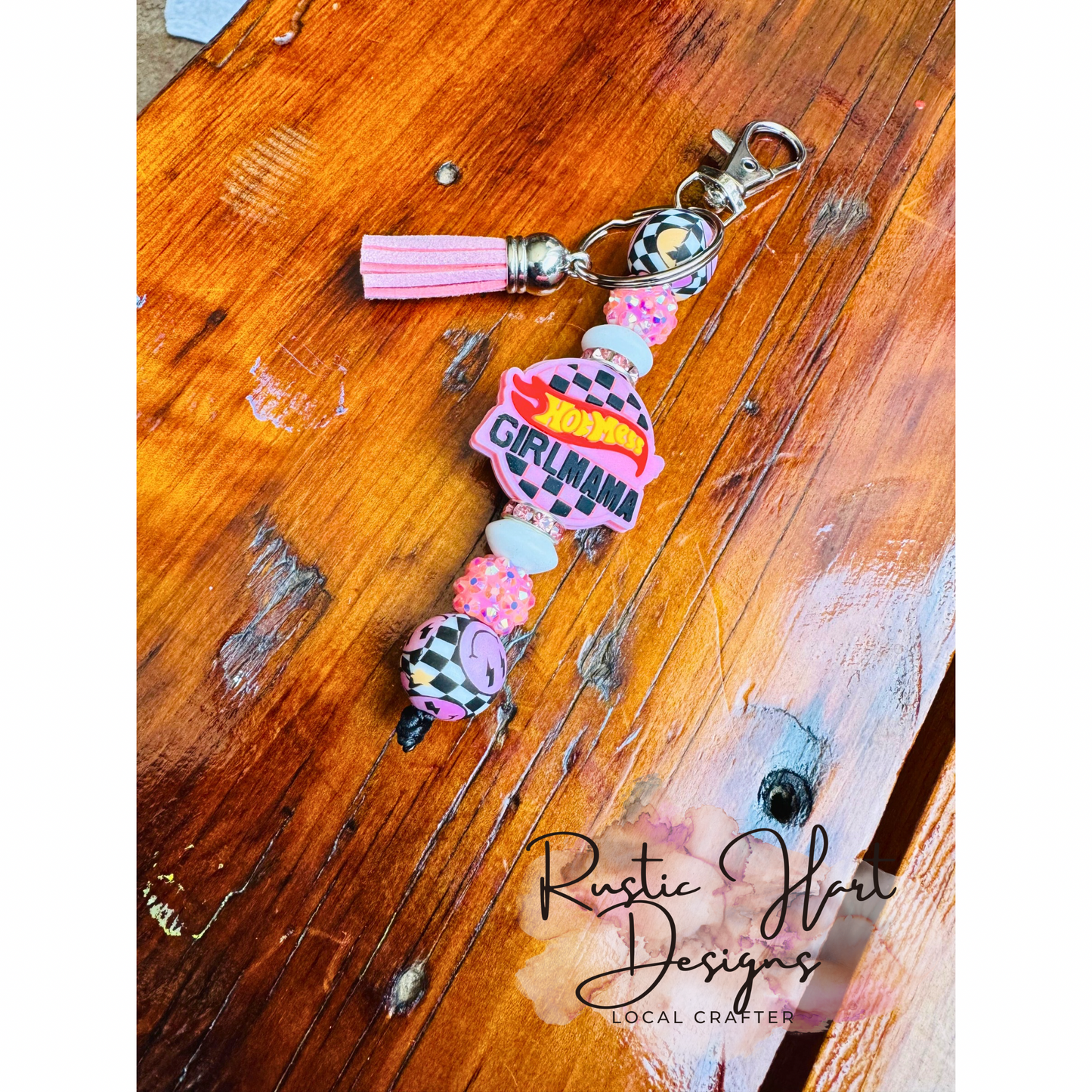 Custom girl mama keychain