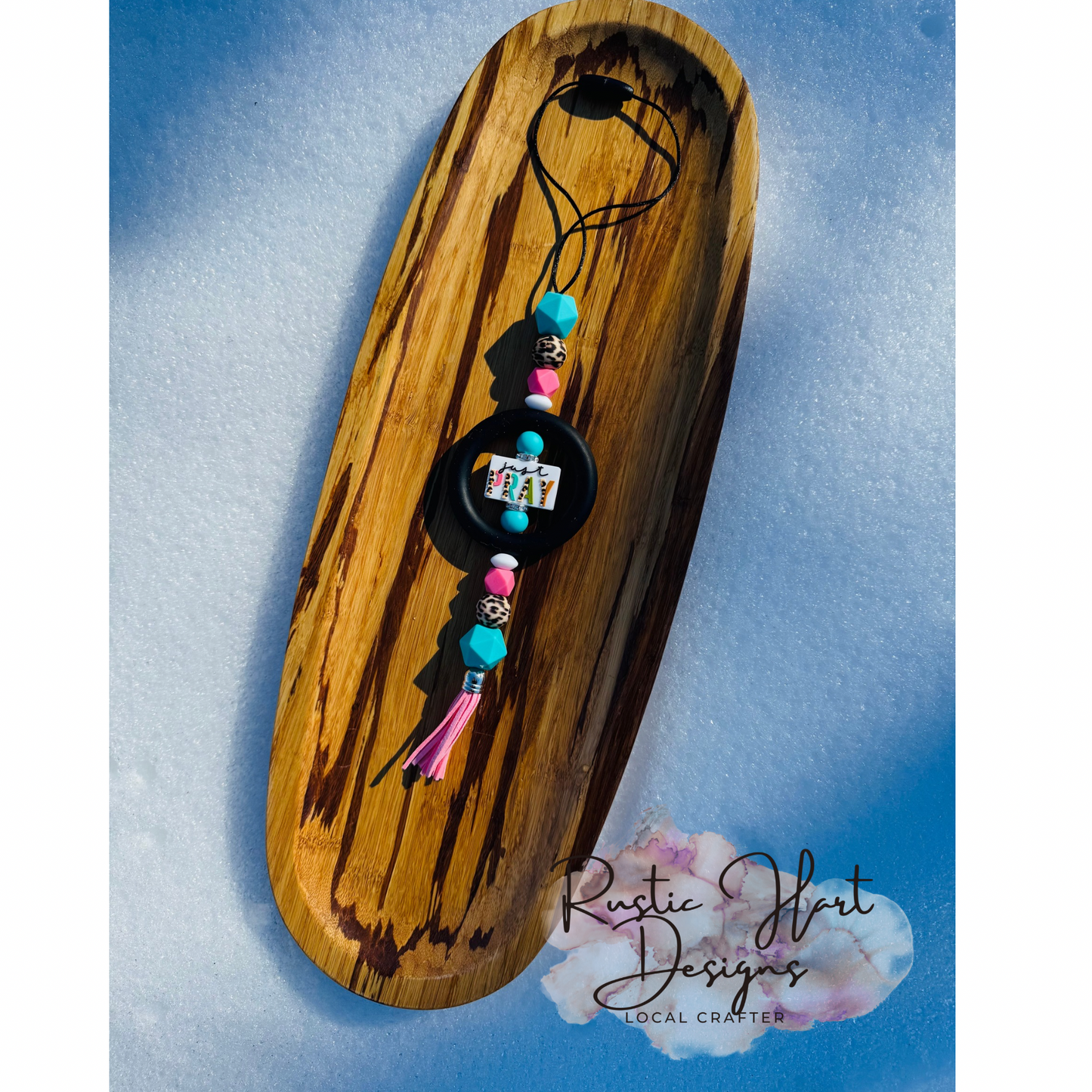 Just pray beaded car charm
