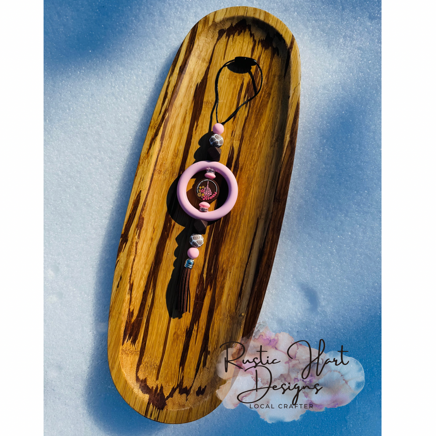 Flowers beaded car charm