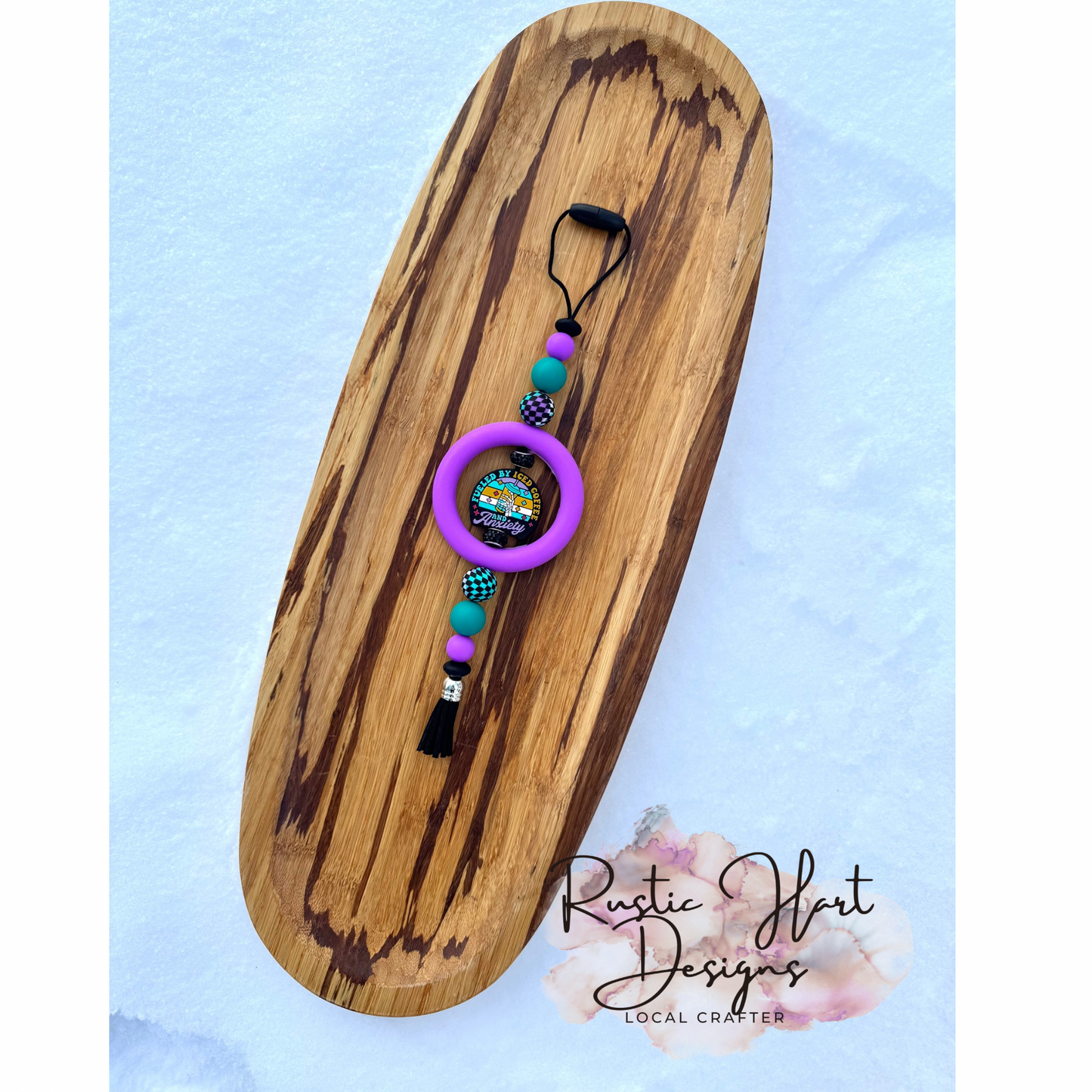 Iced coffee and anxiety car charm