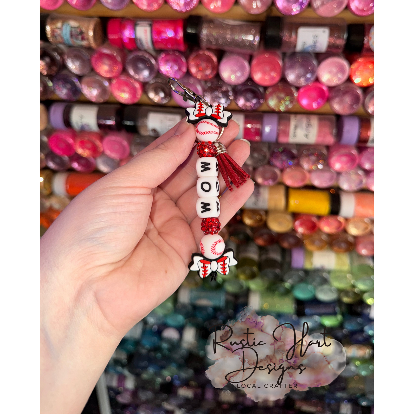 Baseball mom keychain