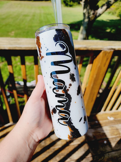Glitter Cow Hide Mama Tumbler